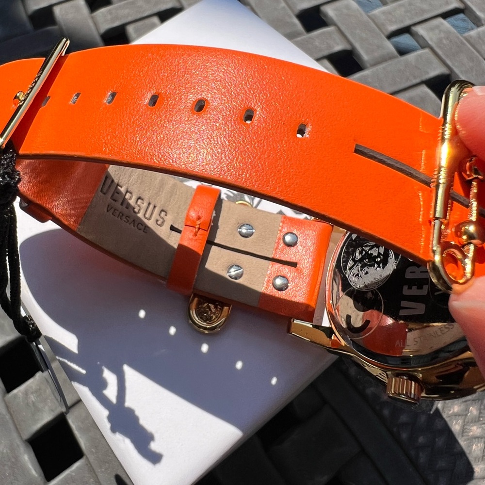 Versus Versace Miami Orange and Gold Leather Watch - Picture 4 of 7